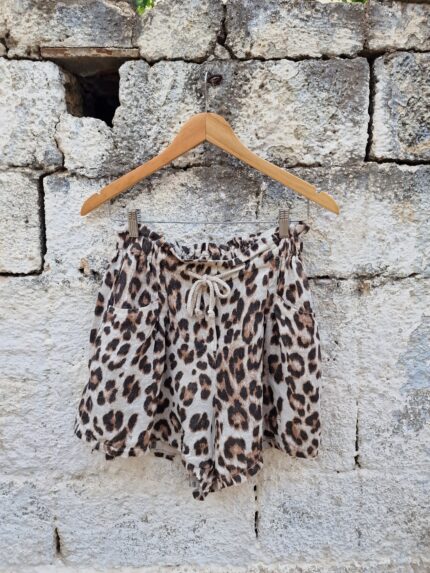 Isley Leopard λινό σορτς